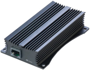 Conversor PoE Gigabit (RBGPOE-CON-HP) da Mikrotik. Converte 48V (802.3af/at) para 24V 1A (24W) Passive PoE. Caixa metálica robusta. Ideal para alimentar RBs de 24V. - RBGPOE-CON-HP