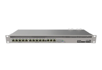 A "Dude Edition" do RB1100AHx4 da MikroTik. Router com CPU quad-core, 13 portas GbE, SSD M.2 de 60GB, portas SATA e aceleração IPsec. - RB1100DX4