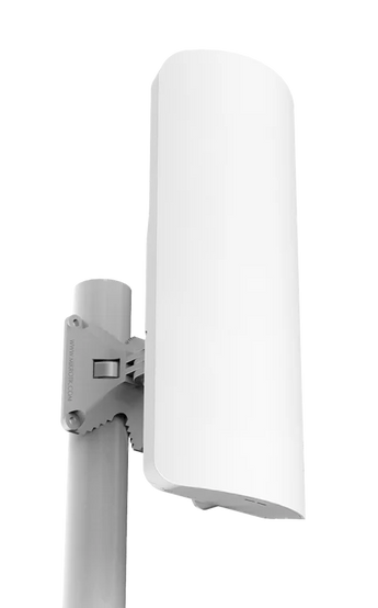 Antena sectorial integrada de 120 graus, 12dBi, dupla polarização a 2.4GHz, com CPU de 600MHz, 64MB de RAM, porta Gigabit Ethernet, fonte de alimentação (PSU) e PoE incluídos. - RB911G-2HPND-12S