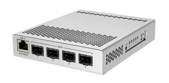 Switch de secretária com cinco portas, incluindo uma porta Gigabit Ethernet e quatro portas SFP+ de 10 Gbps - CRS305-1G-4S+IN
