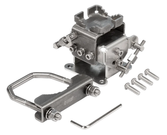 Suporte de metal Mikrotik (solidMOUNT). O mount robusto p/ toda a série LHG, 100% compatível c/ o LHG XL. Permite ajuste fino vertical e horizontal. Inclui U-bolt. - SOLIDMOUNT