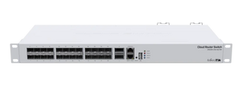O switch mais rápido da MikroTik para data centers. O CRS326 oferece 24 portas 10G SFP+, 2 portas 40G QSFP+, dual-boot (RouterOS/SwOS) e fontes redundantes. - CRS326-24S+2Q+RM
