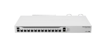 Router de conectividade da MikroTik com performance de topo. O CCR2004-1G-12S+2XS oferece 12 portas 10G SFP+, 2 portas 25G SFP28 e fontes de alimentação redundantes. - CCR2004-1G-12S+2XS