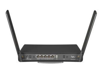 Router Wi-Fi AC1200 da MikroTik para casa ou escritório. O hAP ac³ tem antenas externas de alto ganho, 5 portas Gigabit, PoE-out e a potência do RouterOS. - RBD53IG-5HACD2HND