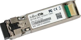 Módulo SFP versátil da MikroTik que suporta 1G, 10G e 25G numa só unidade. Ideal para multiportas como o CCR2004, com alcance de 10km em fibra monomodo. - XS+31LC10D