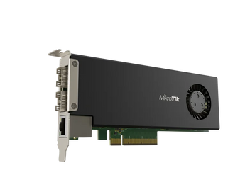 Adicione um router completo ao seu servidor. A placa PCIe MikroTik CCR2004 oferece 2 portas 25G SFP28, 1 porta GbE e todo o poder do RouterOS L6. - CCR2004-1G-2XS-PCIE