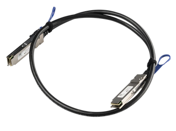 Cabo Direct Attach (DAC) de 1m da MikroTik para ligações de 40/100 Gbps. Com módulos QSFP28 integrados, ideal para ligar equipamentos como o CCR2216 e CRS504. - XQ+DA0001