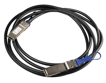 Cabo Direct Attach (DAC) de 3m da MikroTik para ligações de 40/100 Gbps. Com módulos QSFP28 integrados, ideal para ligar equipamentos em racks adjacentes. - XQ+DA0003