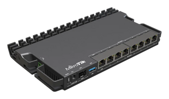 Nova versão do router robusto RB5009, com PoE-in e PoE-out em todas as portas. Ideal para ISPs pequenos e médios. Inclui Ethernet 2.5?Gb, SFP+ 10?Gb e várias opções de alimentação. - RB5009UPR+S+IN