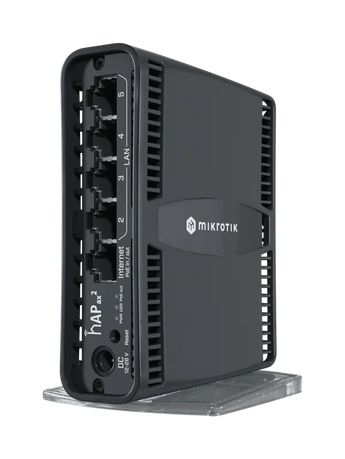 Versão Wi-Fi6 do lendário hAP ac². Com entrada e saída PoE, ligação sem fio muito mais rápida, mais RAM e um CPU moderno. - C52IG-5HAXD2HAXD-TC