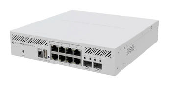 Switch compacto da MikroTik para redes multi-gigabit. O CRS310 oferece 8 portas 2.5G Ethernet, 2 uplinks 10G SFP+ e a flexibilidade do RouterOS v7. - CRS310-8G+2S+IN