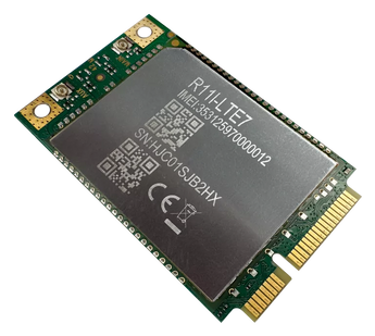Modem LTE Cat7 miniPCIe MikroTik (R11e-LTE7). Velocidade 300/100 Mbps. Suporte Bandas 28 e 32. Carrier Aggregation. Conectores u.FL. Para RouterBOARDs. - R11E-LTE7