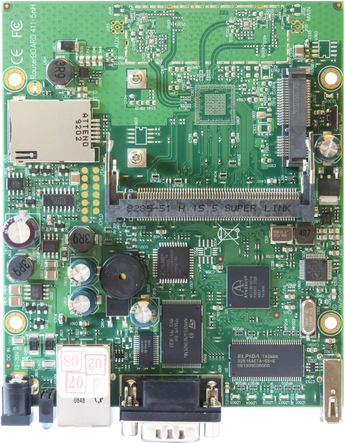 Inclui um slot miniPCI, uma porta USB2.0, slot miniPCI-E para ligar uma placa 3G e ainda slot para cartão SIM - RB411U