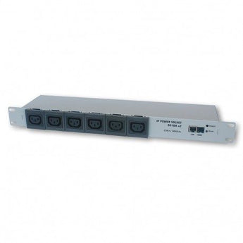 PDU Gerível Tinycontrol 6G10A-IEC320 (v2). 6 tomadas IEC320 independentes. Montagem Rack 19". Controlo Web/SNMP/MQTT. Suporta sensores 1-Wire. 230V 10A. - 6G10A-IEC320