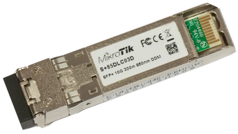 O S+85DLC03D é um transceiver SFP+ de 10G com conetor LC, 850 nm, para ligações em fibra multimodo até 300 metros. - S+85DLC03D