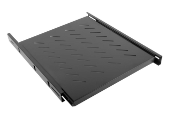 Prateleira deslizante Lanberg AK-1007-B (1U) para armários bastidores de 19". Profundidade de 550mm, fixação estável em 4 pontos e carga robusta até 60kg.