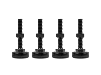 Conjunto de 4 pés de nivelamento Lanberg AK-1602-B para armários rack. Rosca M10, altura de 78mm, carga estática máxima de 60 kg e cor preta RAL9004.