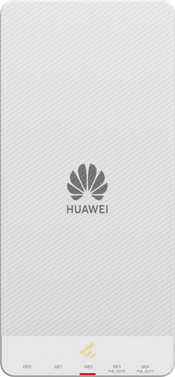 Access Point de parede Huawei eKitEngine AP271H-P com tecnologia Wi-Fi 7. Inclui porta uplink 2.5GbE, 5 portas LAN (2 com PoE Out) e velocidades até 3.57 Gbps.