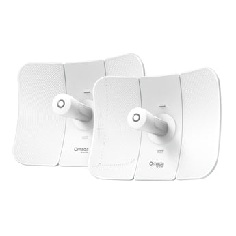 Kit de bridge wireless ponto-a-ponto TP-Link Beam Bridge 5 UR: até 15 km de alcance, antenas 23 dBi, PoE, IP65 e pré-configurado para ligação instantânea.