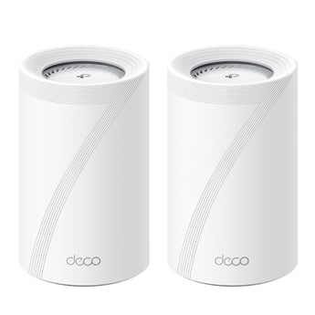 TP-Link Deco BE85 com 2 unidades: Wi-Fi 7 BE19000 tri-band, MLO, canais de 320 MHz, portas 10 Gbps e 2,5 Gbps por unidade e HomeShield.