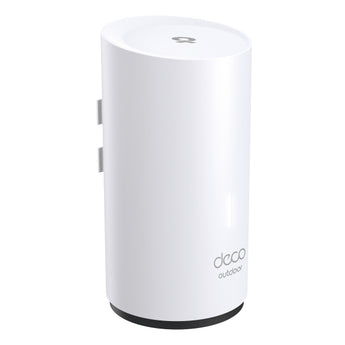 TP-Link Deco X50-Outdoor de 1 unidade: Mesh Wi-Fi 6 AX3000, IP65, alimentação PoE ou AC e 2 portas Gigabit. Para parede, poste ou mesa.
