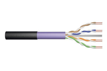 Cabo Digitus DK-1613-VH-5-OD CAT 6 U/UTP exterior, 500 m, cobre AWG 23/1, 250 MHz e suporte PoE. Bainha PE preta e interior LSZH Eca.