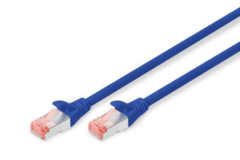 Cabo de rede Digitus DK-1644-030/B azul, 3 m, Cat6 S/FTP e LSZH. Cobre puro, conectores RJ45 protegidos e suporte PoE+ para ligações Gigabit.