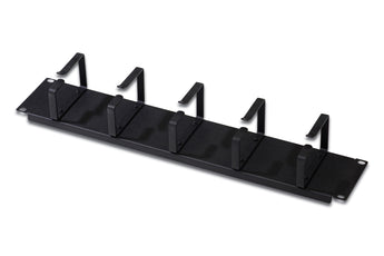 Painel organizador de cabos Digitus de 2U para bastidores de 19". Construção robusta em aço preto (RAL 9005), com 5 argolas espaçosas (85x60mm). Inclui fixações.