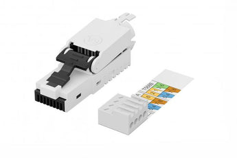 Ficha de terminação de campo RJ45 CAT 6A UTP Digitus (DN-93633). Montagem sem ferramentas em 120s, suporte 10 Gigabit Ethernet e cabos AWG 27/7 a 22/1.