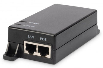 Injetor PoE Gigabit Digitus DN-95102-1 de 15.4W. Compatível com a norma 802.3af, reduz a cablagem para Access Points, Telefones IP e Câmaras. Plug & Play.