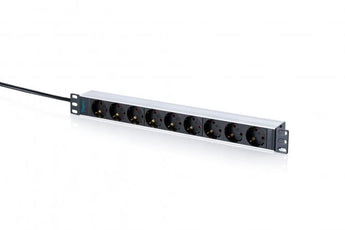 A PDU Digitus DN-95444 (1U) oferece energia segura e profissional para armários rack de 19". Perfil em alumínio, 9 tomadas a 45°, 4000W e cabo de 2 metros.