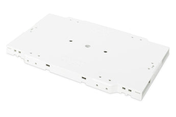 Cassete de emenda compacta Digitus (DN-96106) para até 12 fibras óticas. Inclui tampa e suportes para proteções de cravar e termo-retráteis. Compatível com painéis de 19".