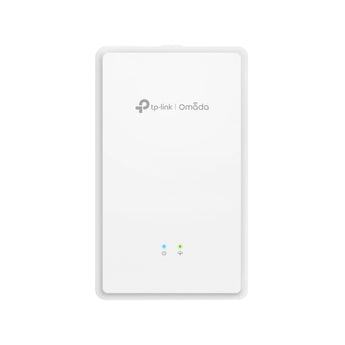 Access Point de parede TP-Link EAP615GP-Wall com porta GPON integrada (Fiber-to-the-Room) e WiFi 6 (1.8 Gbps). Inclui porta VoIP (FXS) e gestão Omada SDN.