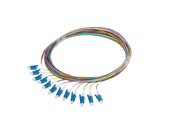 Pigtail de fibra ótica Lanberg FP-LCUP-SS21-1202-MC. Fibra de modo único G657A1 (9/125), conectores LC/UPC e revestimento LSZH de 2 metros. Cor Beige.