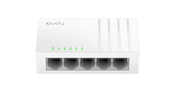 Switch de secretária (Desktop) Cudy FS105D. 5 portas 10/100 Mbps, Plug & Play, design sem ventoinhas (silencioso). Ideal para expandir redes SOHO. Auto MDI/MDIX. - FS105D