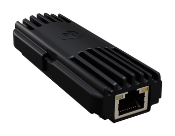 Conversor PoE compacto MikroTik GPOE-CON-mini. Permite alimentar dispositivos 24V Passive PoE através de infraestruturas 48V (802.3af/at) padrão.