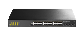 Cudy GS2024S2. Switch L2 Gerível com 24 portas RJ45 + 4 Slots SFP. Refrigeração passiva (Silencioso). Suporta LACP, MSTP, 802.1x e VLANs (4K). Rackmount 19". - GS2024S2