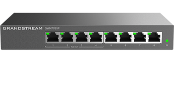 Switch não gerenciável c/ 8x portas Gigabit e 4x PoE 802.3 af/at - GWN7701P