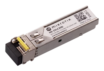 Par de módulos SFP industriais MikroTik HS-2733LC20D. Suporta ligações 1G/2.5G em modo único até 20 km com DDM e conector LC Bi-Direcional