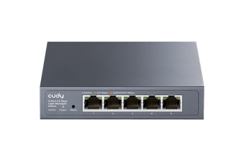 Cudy HS105. Switch Smart de 5 portas 2.5GbE RJ45. Velocidade Multi-Gigabit. Gestão via Web (VLAN, QoS, LAG). Ideal para NAS e WiFi 6. Caixa metálica. - HS105