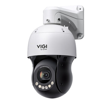 A câmara TP-Link VIGI INSIGHT PTZ5425 oferece zoom ótico 25X, cobertura 360°, rastreamento inteligente, luzes de alarme, áudio bidirecional e proteção IP66/IK08.