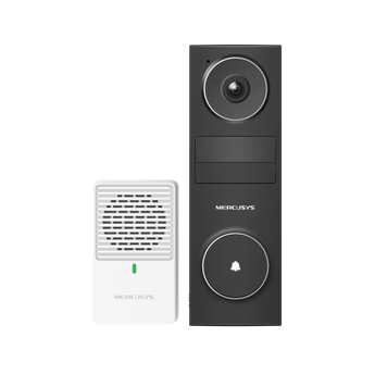 Campainha inteligente Mercusys MD210 com resolução 2K e visão de 160°. Oferece deteção de pessoas gratuita, instalação sem fios e bateria de longa duração.