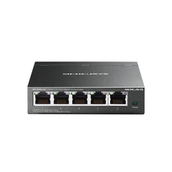 Switch Mercusys MS105GS-M2 com 5 portas Multi-Gigabit 2.5G. Desempenho massivo de 25 Gbps para NAS, Gaming e Wi-Fi 7. Construção em metal, silencioso e Plug and Play.