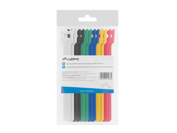 Pack de 12 abraçadeiras de velcro universais Lanberg (150x12mm) multicolor. A solução reutilizável e perfeita para organizar e identificar cabos com facilidade.