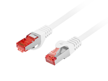 Cabo de rede 1m Cat. 6 S/FTP Lanberg (Branco). 100% Cobre (CU), blindado e LSZH. Ideal para Gigabit e PoE+ (Fluke Passed). - PCF6-10CU-0100-W