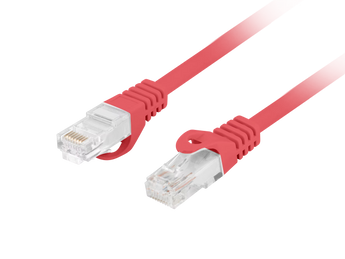 Cabo de rede Cat 6 de 0.5m (vermelho) da Lanberg. Cabo U/UTP com condutores 100% cobre (CU) e revestimento LSZH. Testado (Fluke) para garantir performance Gigabit. - PCU6-10CU-0300-R