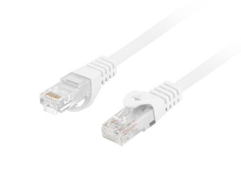 Cabo de rede Cat 6 de 0.5m (branco) da Lanberg. Cabo U/UTP com condutores 100% cobre (CU) e revestimento LSZH. Testado (Fluke) para garantir performance Gigabit. - PCU6-10CU-0300-W