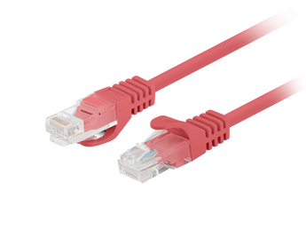 Patch cord Lanberg Cat.6 U/UTP de 1 metro (Vermelho). Frequência de 250 MHz, condutores CCA de 26 AWG e revestimento flexível em PVC. Ideal para bastidores.