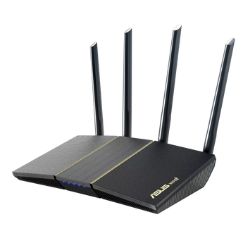 ASUS RT-AX57: router WiFi 6 AX3000, 2402+574Mbps, quad-core 1.7GHz, 4×LAN Gigabit, AiMesh, AiProtection, VPN client/server, controlo parental, WPA3.