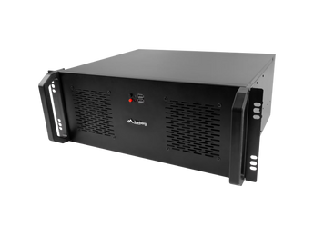 Chassi de servidor Rackmount Lanberg 4U (SC01-3504-10B). Profundidade compacta de 350mm, suporta motherboards ATX, 7 discos, 2 ventoinhas 120mm e filtros anti-pó.